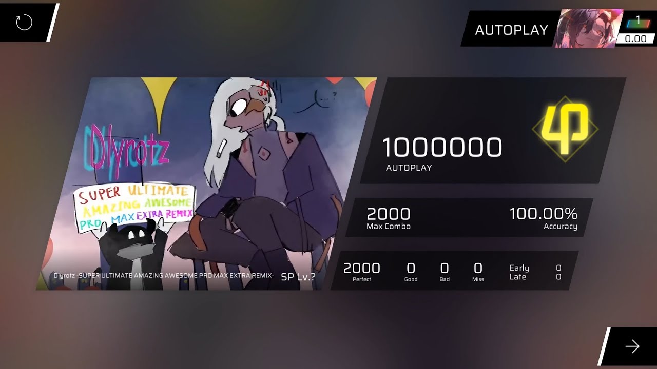 【Phigros / Autoplay】 Dlyrotz -SUPER ULTIMATE AMAZING AWESOME PRO MAX EXTRA REMIX- (SP Lv.?)