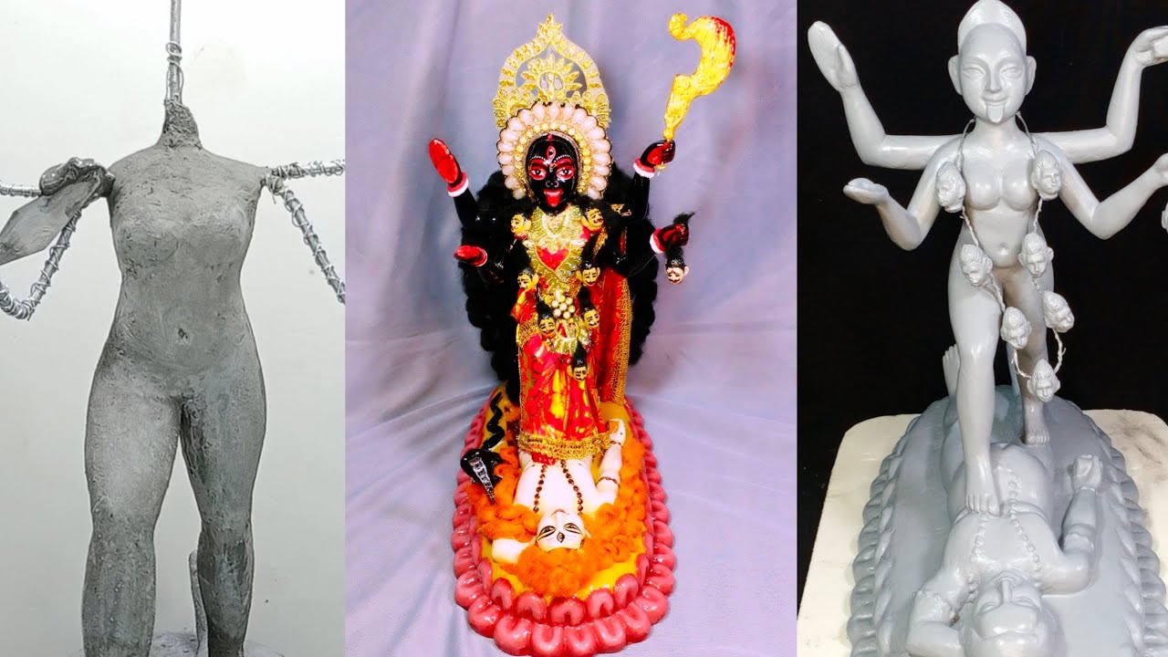 how to making maa Kali Thakur with cement. Kali Thakur banano,  Kali Pratima making. dokkhina Kali,