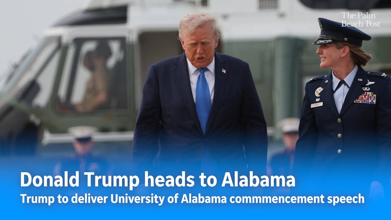 President Donald Trump departs for Alabama to give commencement speech after Air Force One flight