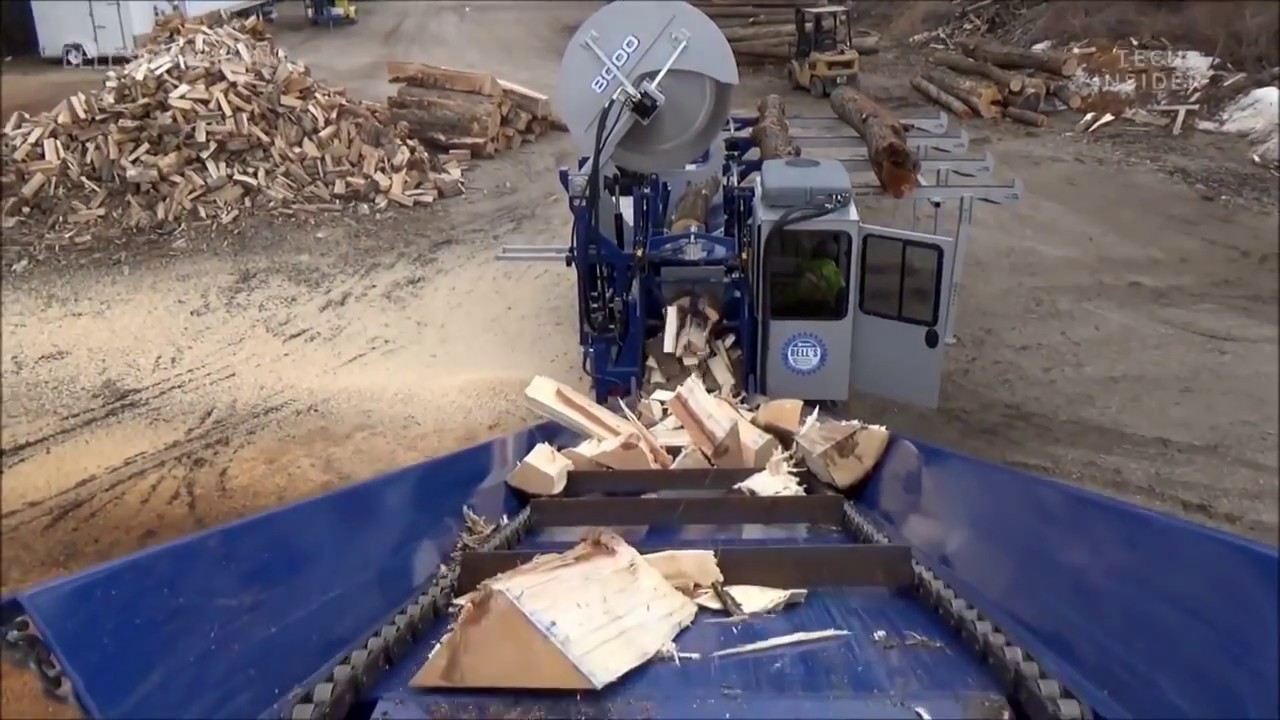 Watch A Machine Turn Tree Trunks Into Firewood In Seconds