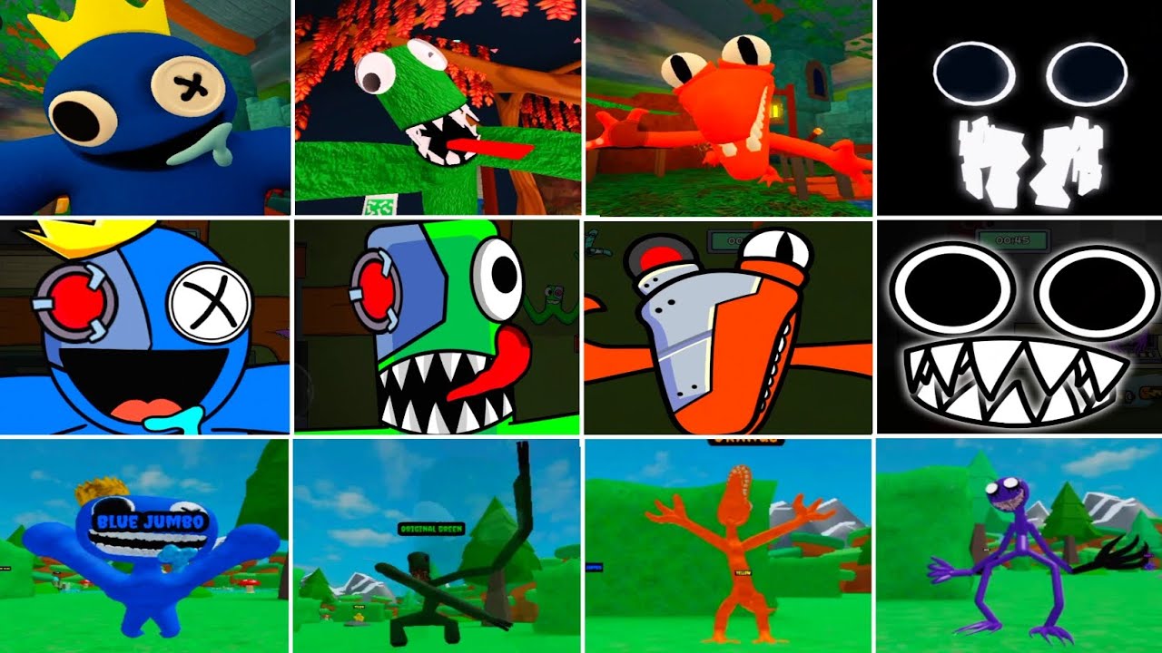 Rainbow friends chapter 1 all Monsters Jumpscars V's Alphabet lore V's Hungry friends all  Jumpscars