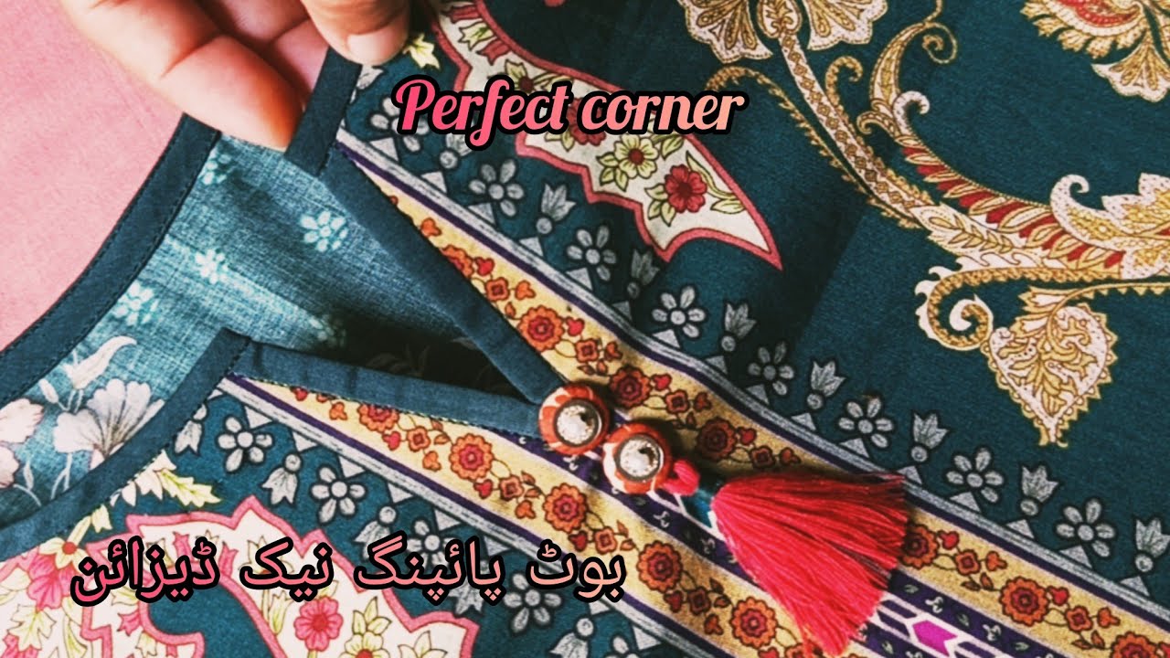 Boot piping neck design for kurti ||boot piping neck design with cutting and stitching