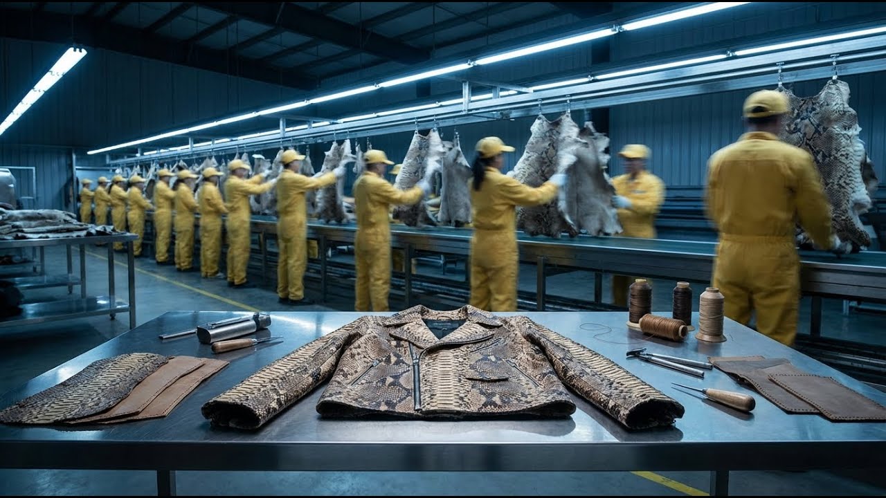 Inside the Snake-Leather Facility – (Full Process) From Rare Skin to Luxury Fashion Jacket