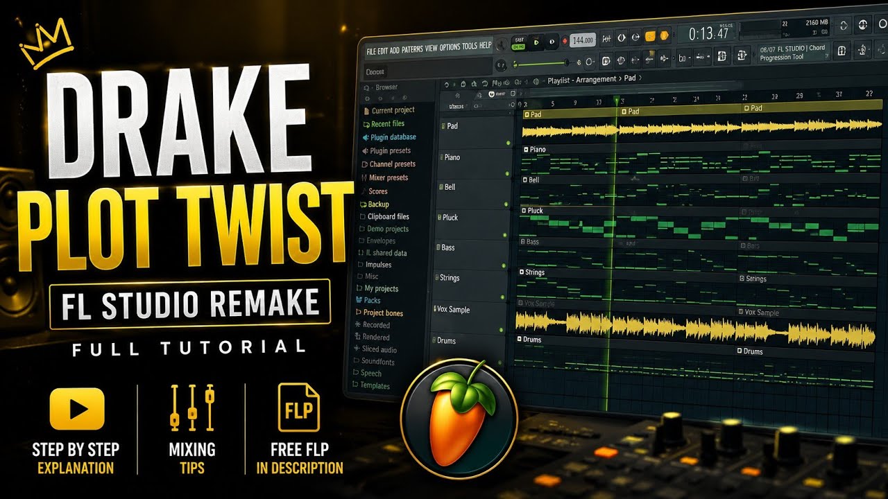 Drake &ndash; Plot Twist | FL Studio Remake Tutorial &bull; FREE FLP