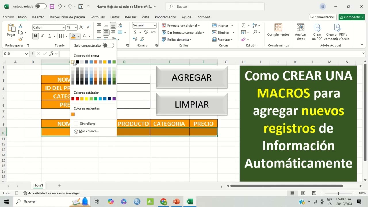 Como CREAR UNA MACROS para agregar nuevos registros de Informaci&oacute;n Autom&aacute;ticamente con Excel 2025