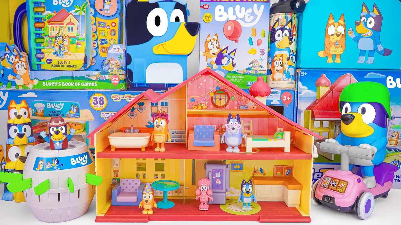 Bluey Toy Collection Unboxing Review 💙 Bluey Family Home Playset & Scooter Time Bluey 🛴