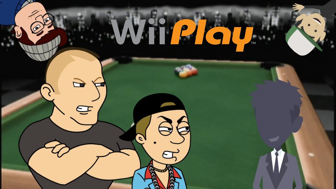 Ребёночный папа играет в бильярд на Wii Play￼