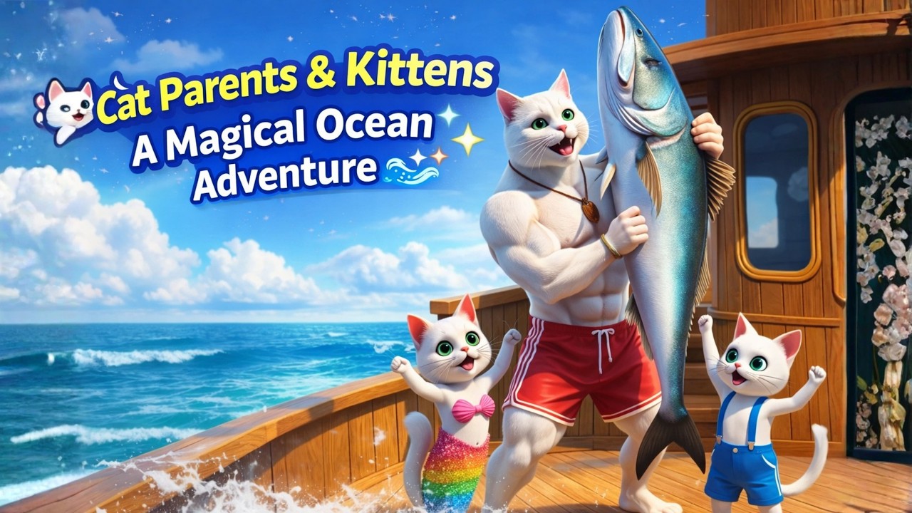 🐱🧜‍♀️ Cat Parents & Kittens | A Magical Ocean Adventure 🌊✨#aicat #short#story#animated