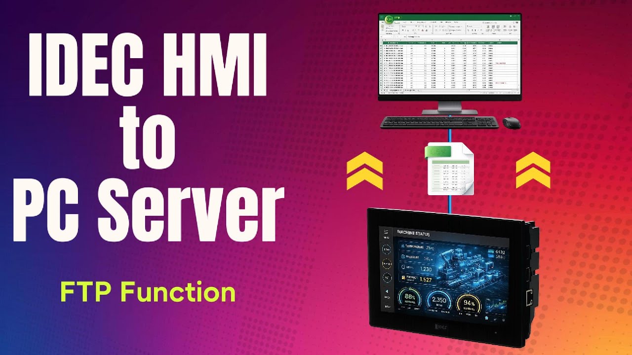 IDEC HMI FT2J FTP Tutorial : Send Data Log CSV to PC Server (FileZilla)