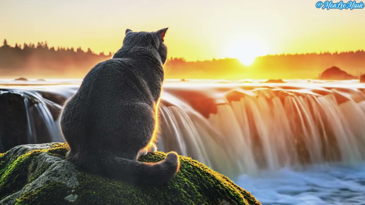 Calm Waterfall Cats – Relaxing Ambient Music for Peaceful Nights