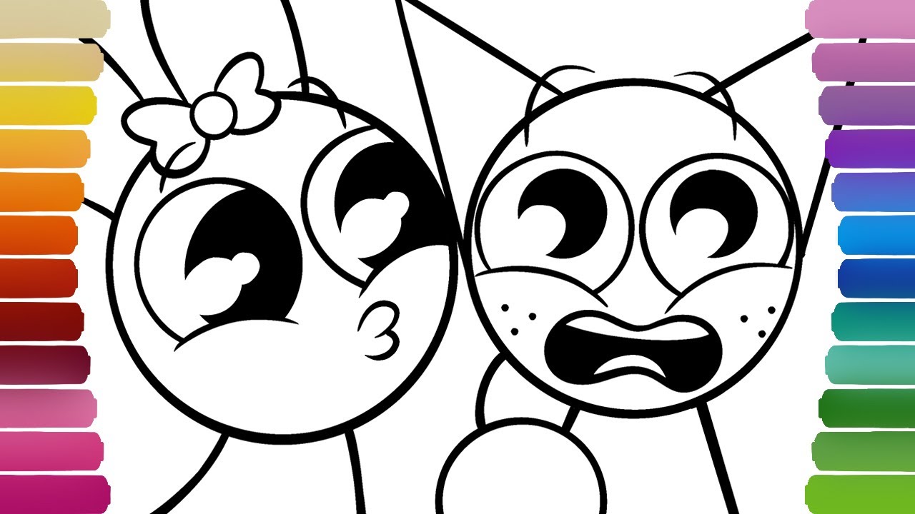 LOVE STORY GRAY and PINK Coloring Pages / How to Color INCREDIBOX SPRUNKI