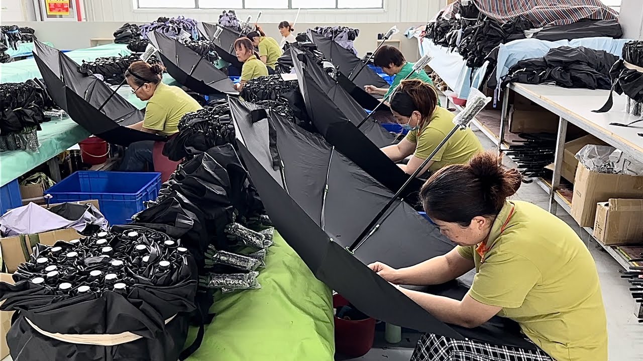 大批量手工製作雨傘的過程，中國一家了不起的雨傘工廠