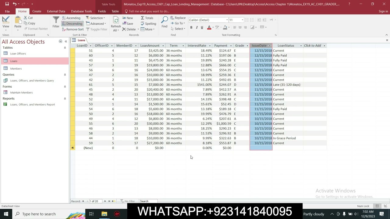 Exp19_Access_Ch01_Cap - Loan Lending Management 1.1 | Ch01_Cap - Loan Lending Management 1.1