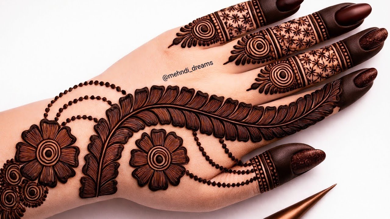 Very simple unique style mehndi design for back hand|new easy mehndi design 2026 | mehandi designs|