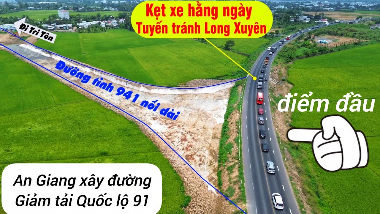Tiến độ Đường tỉnh 941 nối dài, kẹt xe tuyến tránh Long Xuyên khủng cỡ nào