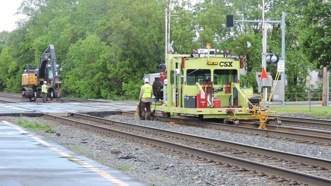 CSX MOW Crew Replacing Old Rail On South Side Of Track Two In Fairport, NY 5-29-17