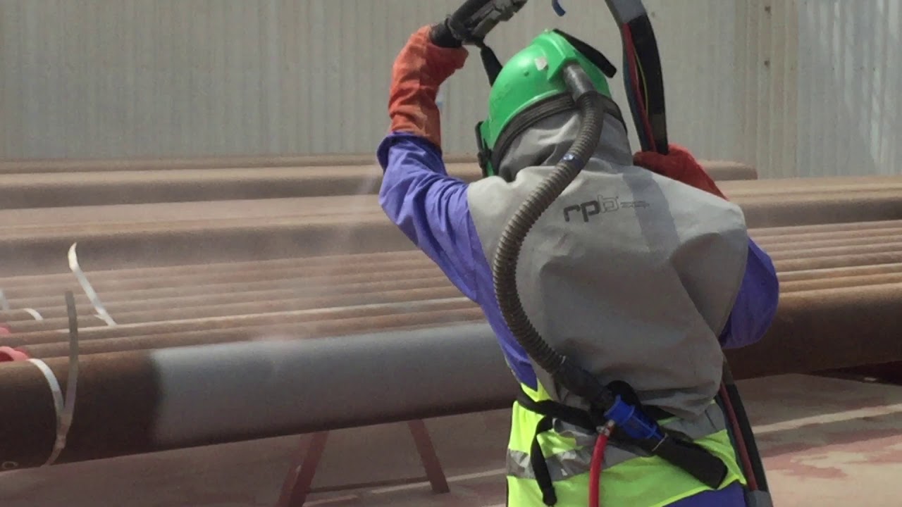 SANDBLASTING PROCESS ON STEEL PIPE