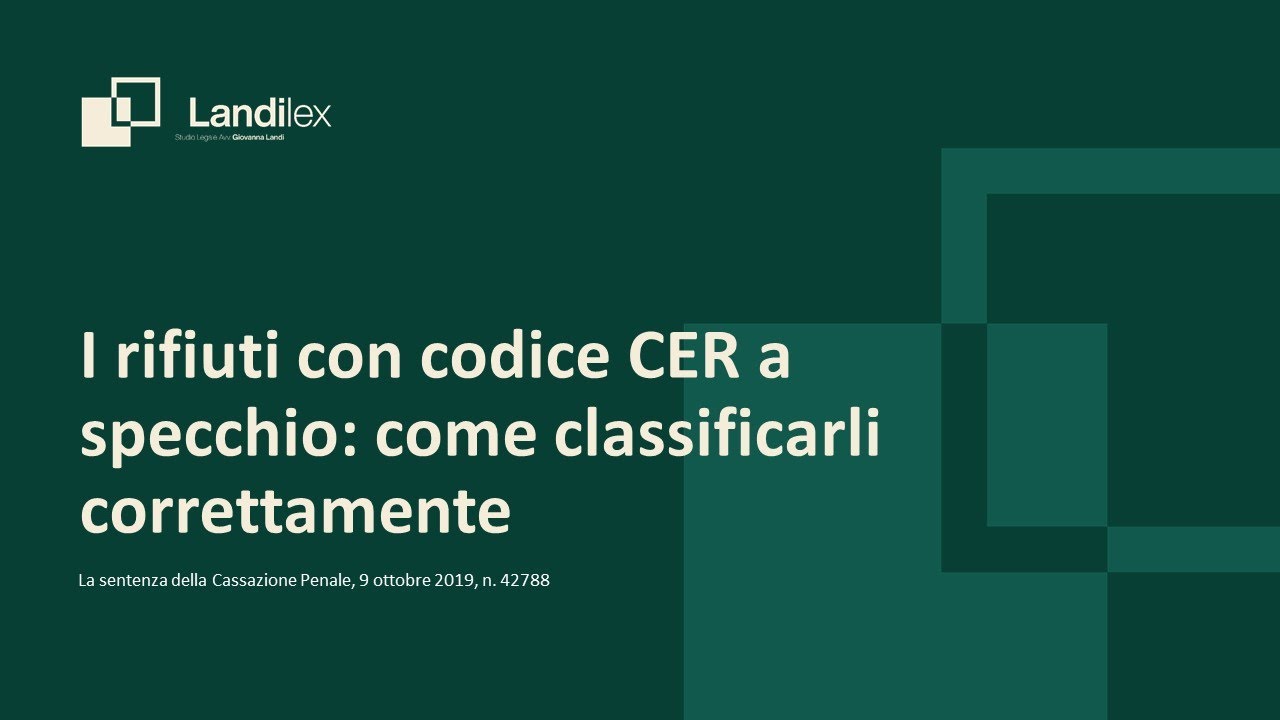 I rifiuti con codice CER a specchio