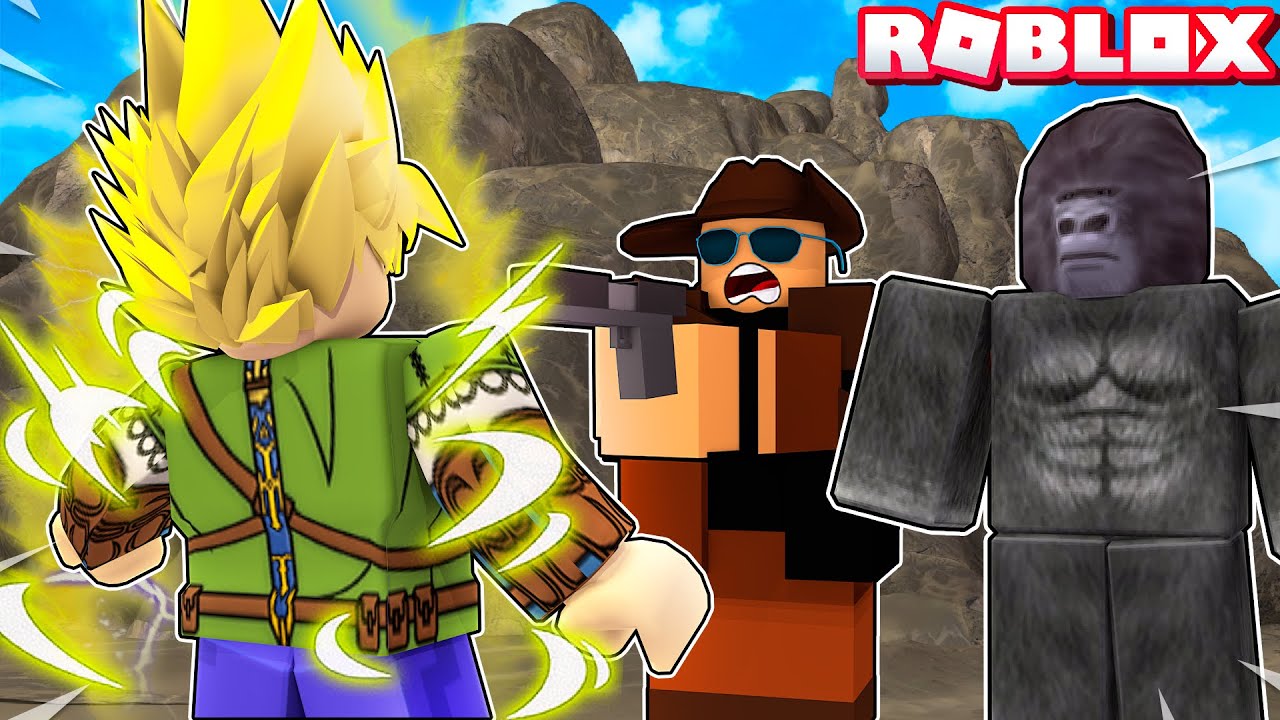 VIREI SUPER SAIYAJIN E LUTEI COM GORILAS NO ROBLOX!!
