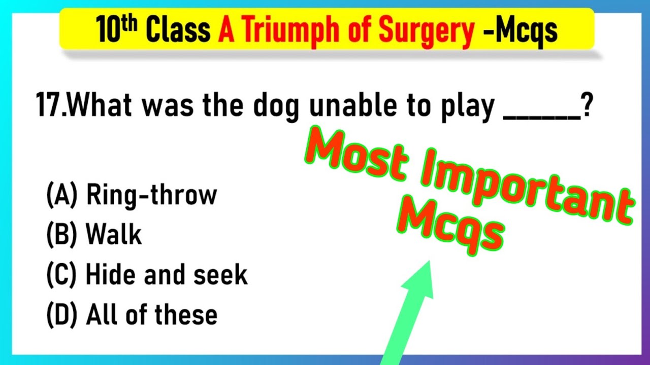 A Triumph of Surgery Class 10 MCQ Questions with Answers English  | A Triumph of Surgery mcq