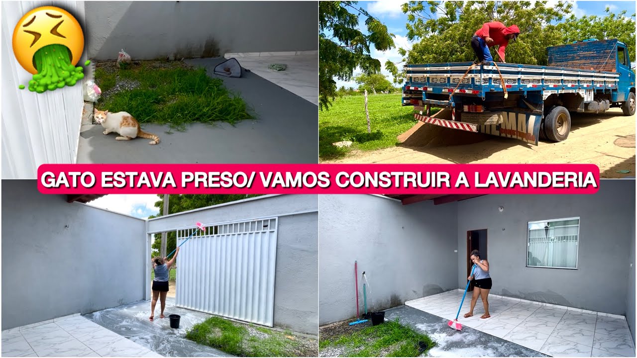 VAMOS CONSTRUIR A NOSSA LAVANDERIA (Área de serviço)🚧/GATO FICOU PRESO NA MINHA CASA E C4GOU A ÁREA🤮