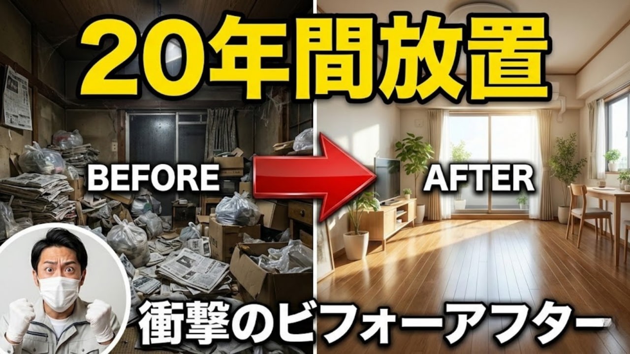 20年間放置されたゴミ屋敷、衝撃のビフォーアフター！【大掃除】