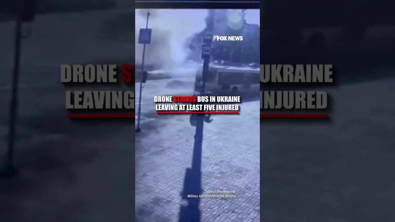 Drone strikes bus in Ukraine, leaving at least five injured #shorts