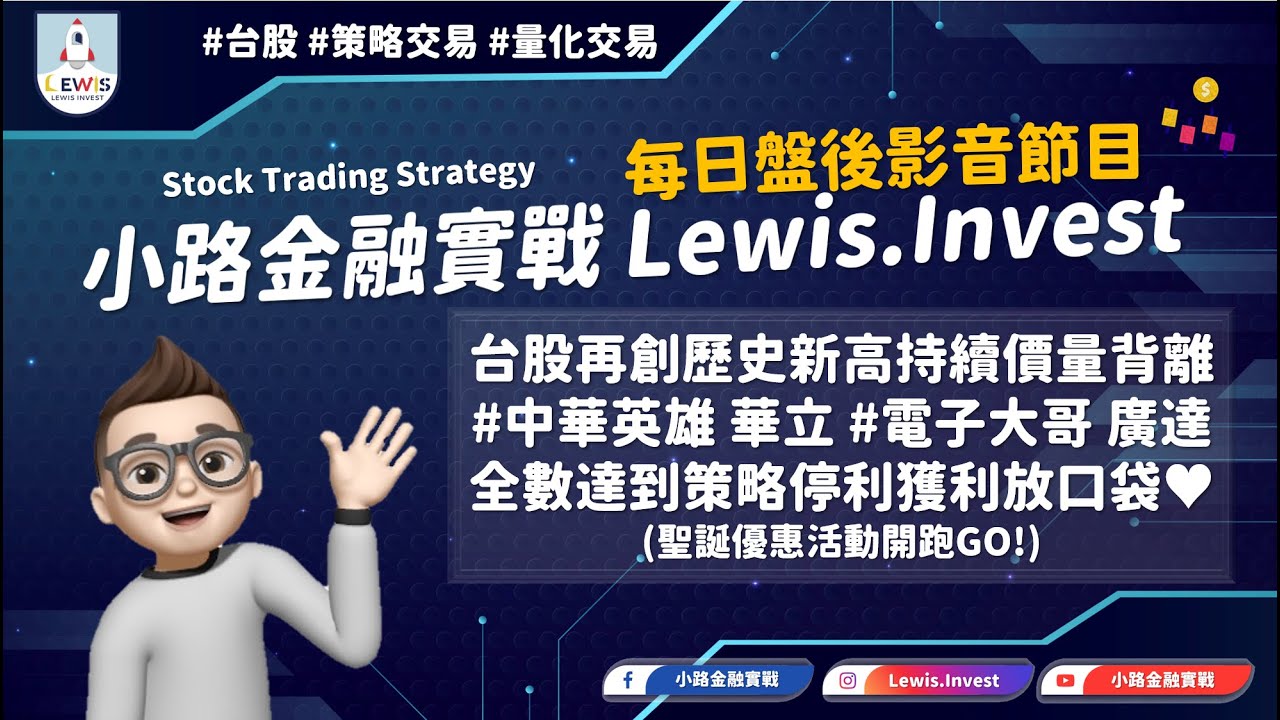 小路台股Show |  #小路金融實戰 台股再創歷史新高持續價量背離 #中華英雄 華立 #電子大哥 廣達 全數達到策略停利獲利放口袋&hearts;