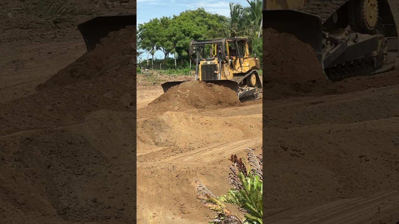 Efficiency and Precision of the D6R XL Bulldozer Operator Working to Level the Ground