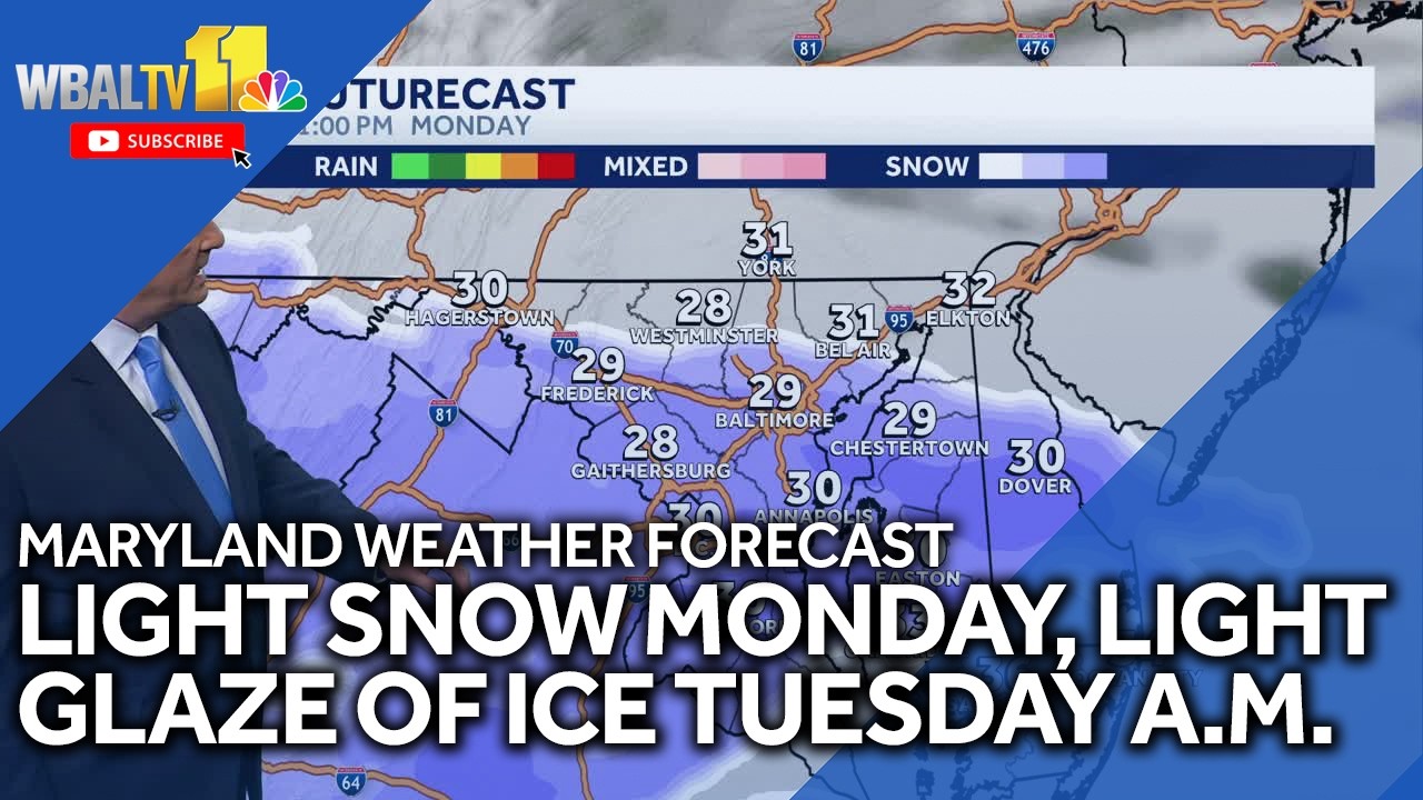 Light snow Monday, particularly south of Baltimore