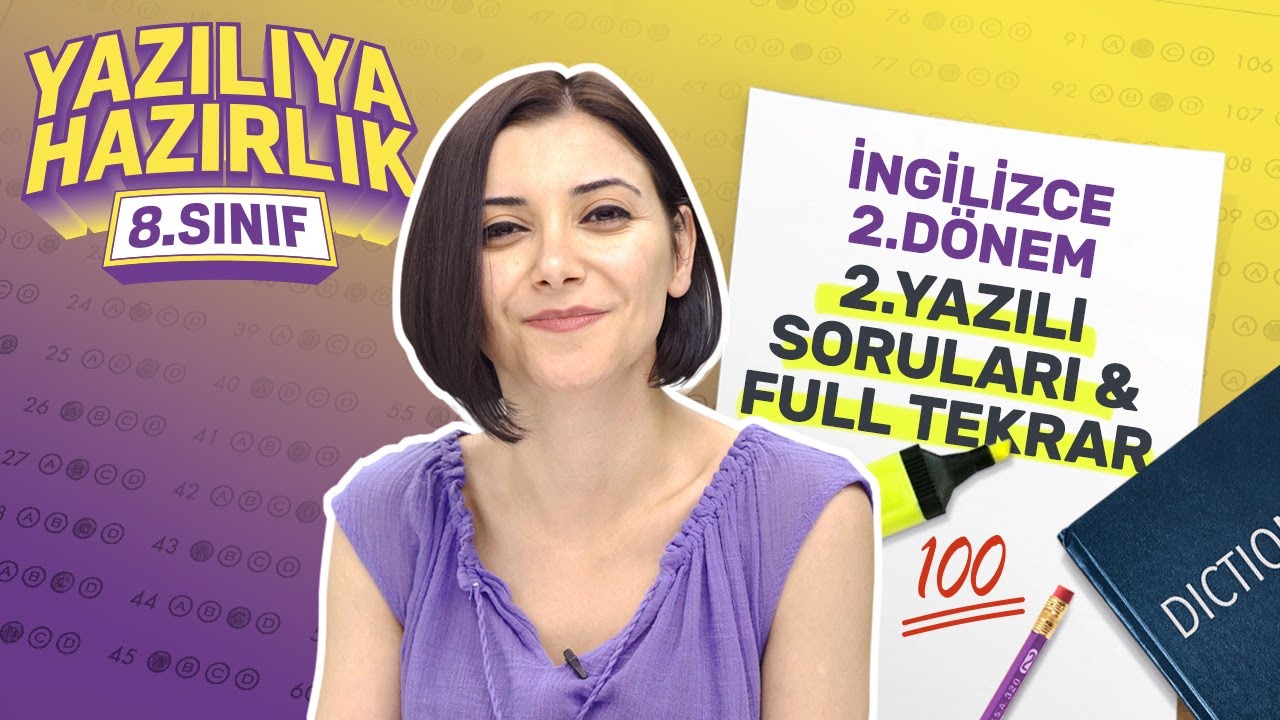 KİM 100 İSTER? 8. Sınıf İngilizce 2. Dönem 2. Yazılıya Hazırlık: Sınav Soruları, Test Çözümü (2022)