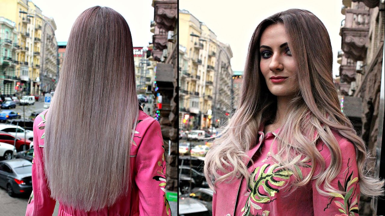 Комбинация AIR TOUCH и OMBRE. Серебро и лаванда.