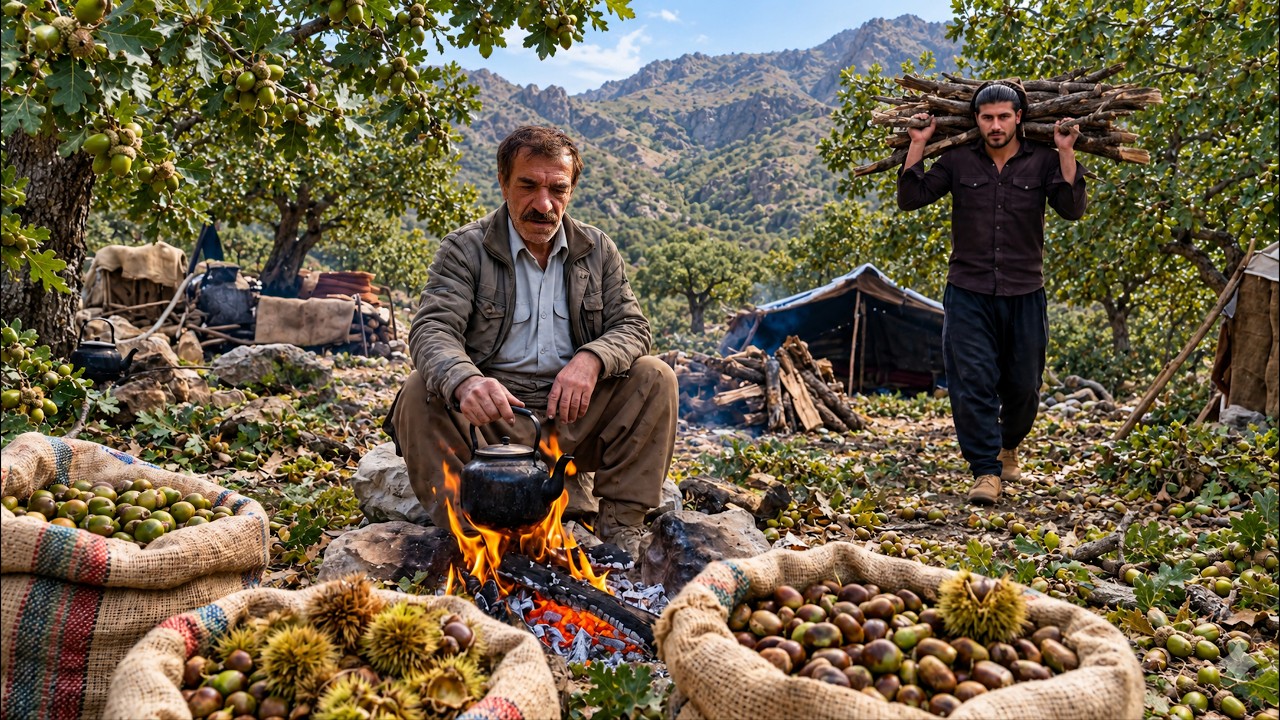 Chestnut Harvest & Firewood Collection | Nomads Prepare for a Freezing Mountain Winter