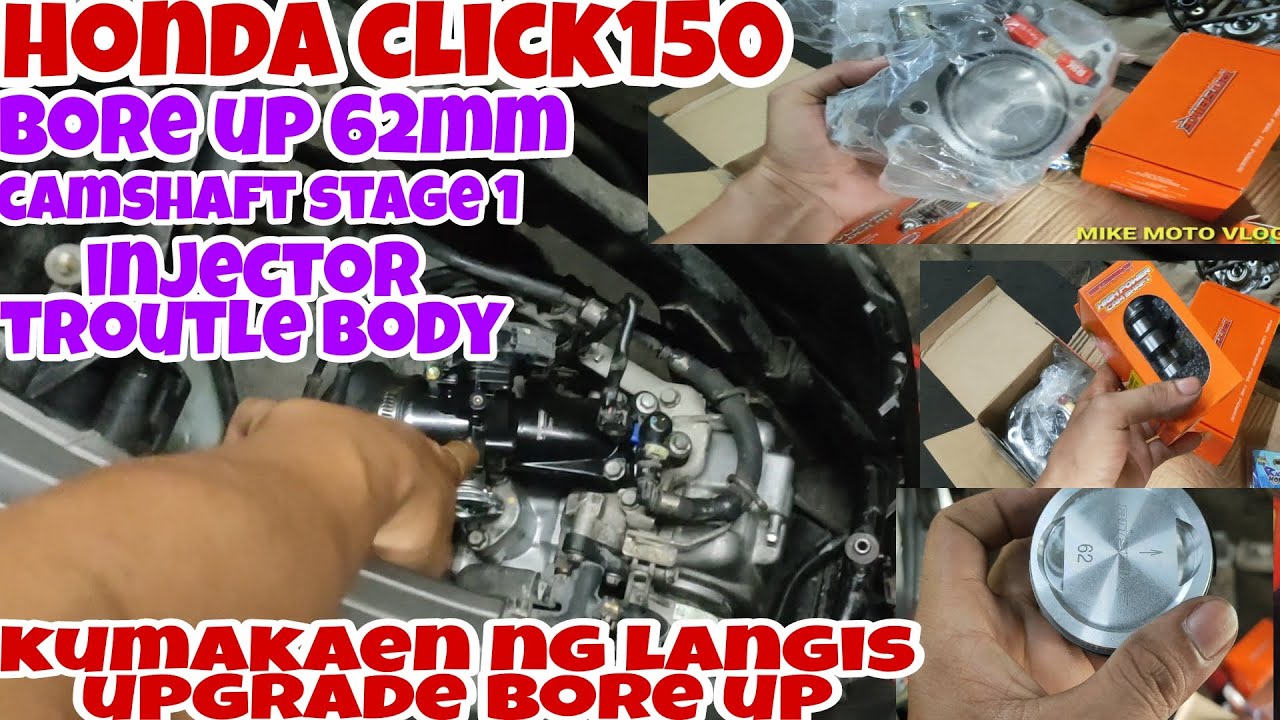 honda click150 bore up 62mm pitsbike stage1 camshaft troutle body 32mm injector 140cc
