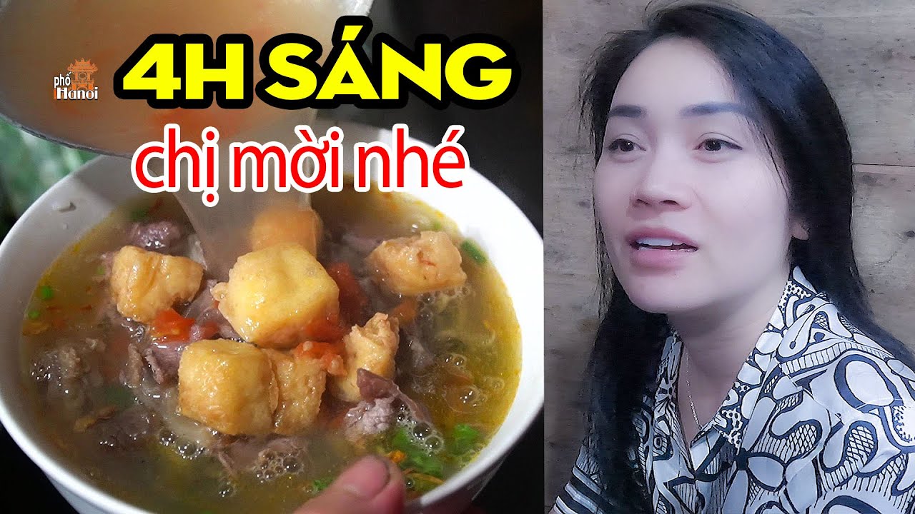 Chị gái xinh bất ngờ mời Bún Riêu nóng hổi nửa đêm tại chợ Long Biên #hnp