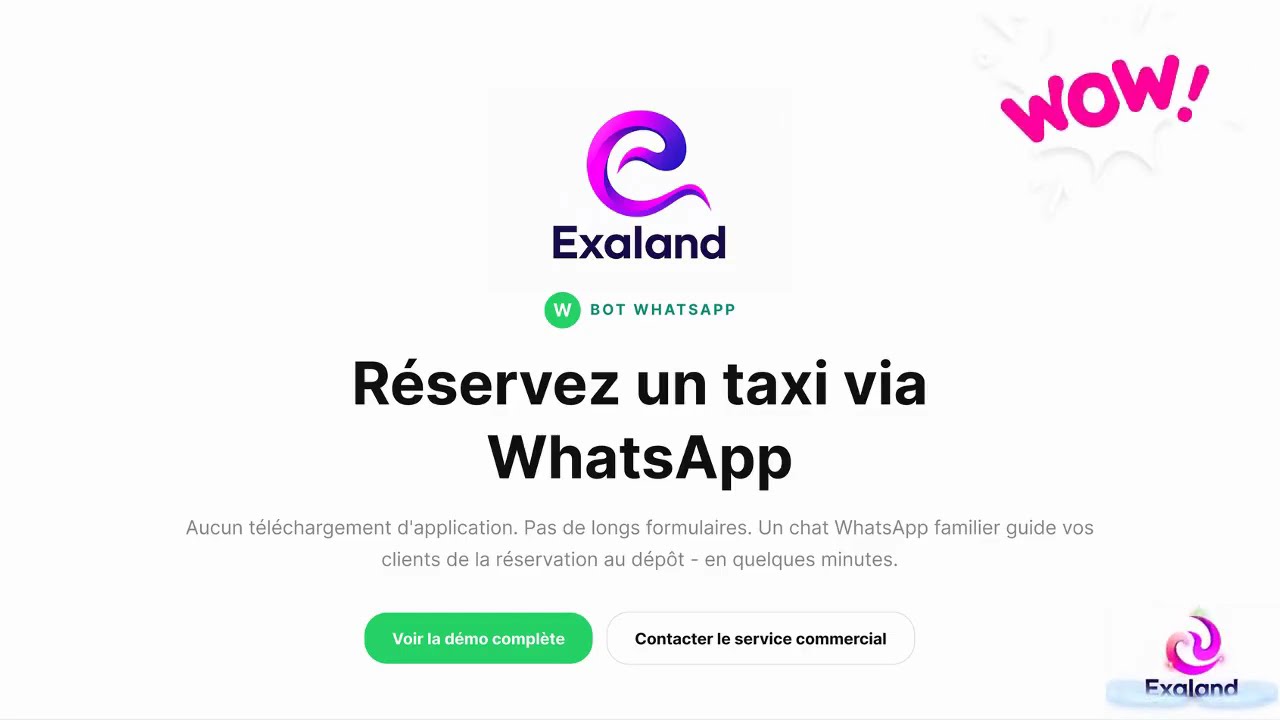 R&eacute;servez un taxi via WhatsApp avec Exaland