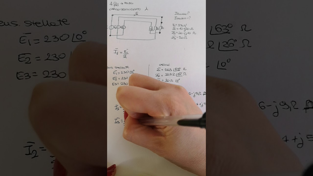12)Sistemi trifase - ESEMPIO carico SIMMETRICO SQUILIBRATO collegato a STELLA