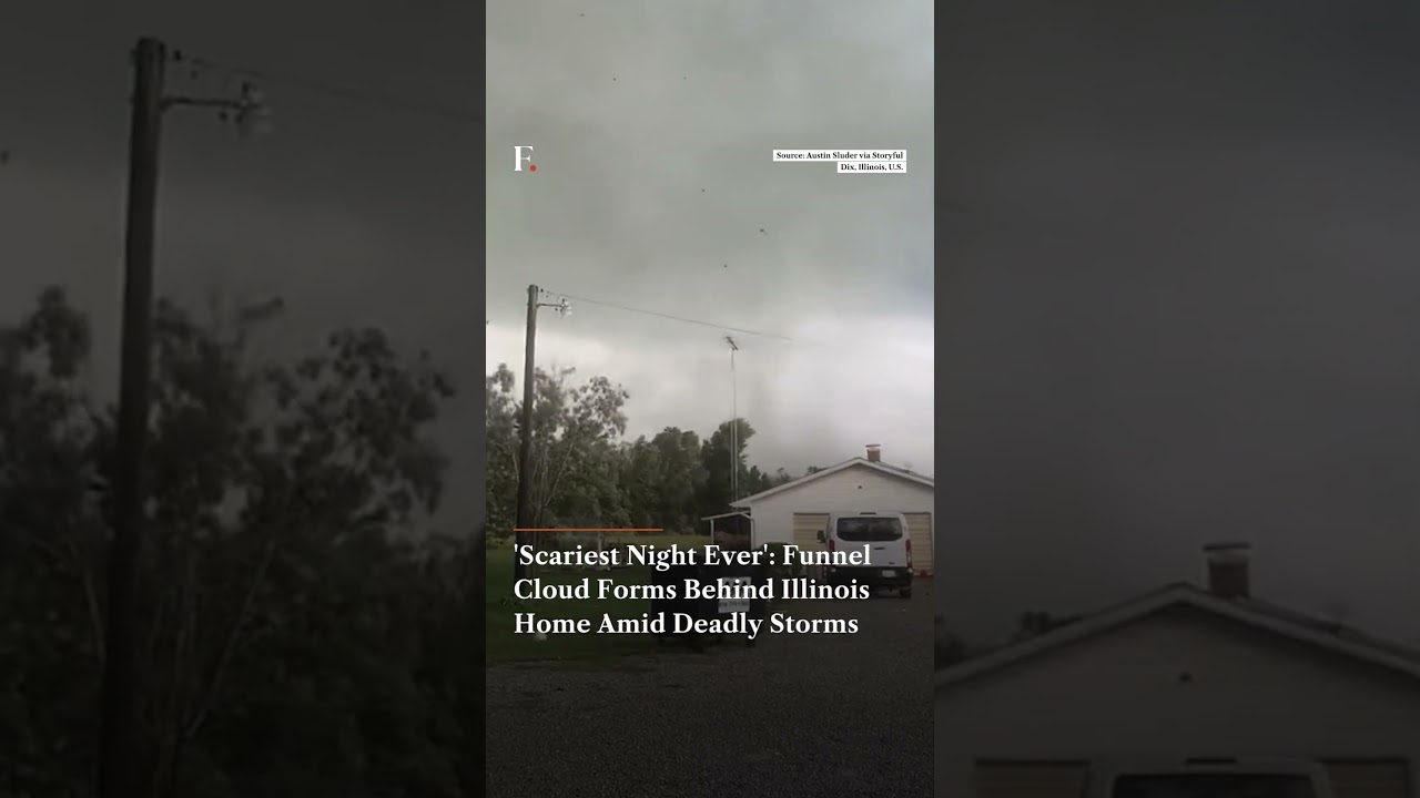 'Scariest Night Ever' Funnel Cloud Forms Behind Illinois Home Amid Deadly Storms | Firstpost News