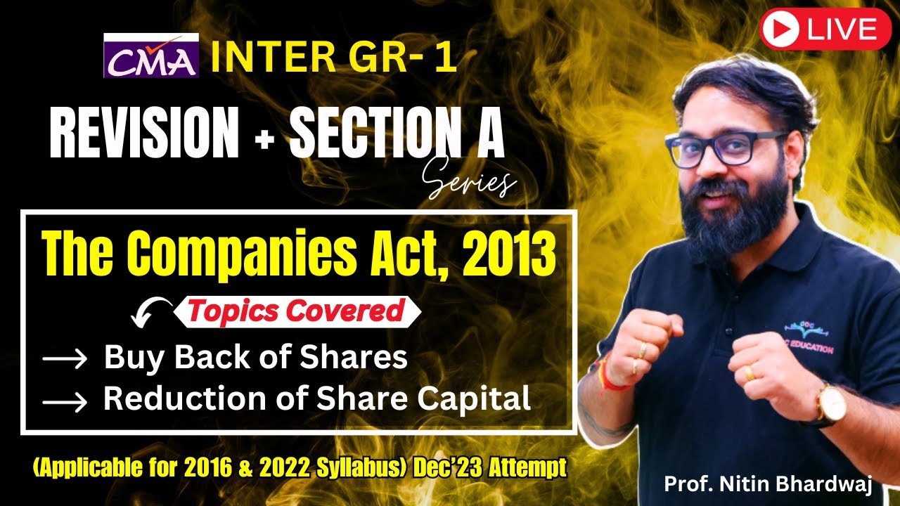 Share Capital & Debentures Revision CMA Inter Gr-1 | Law & Ethics | By Prof Nitin Bhardwaj
