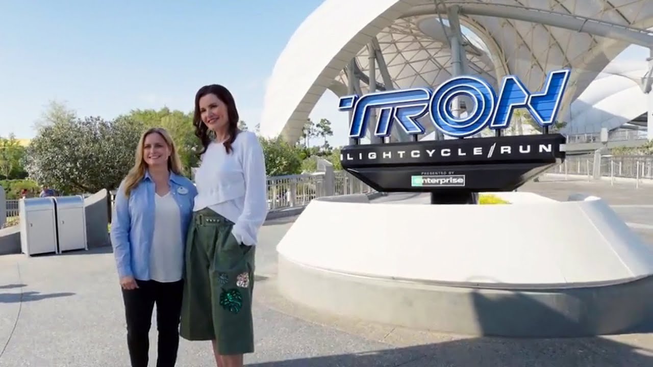 Actor Geena Davis Tours and Rides TRON Lightcycle Run at the Magic Kingdom (Official Video)