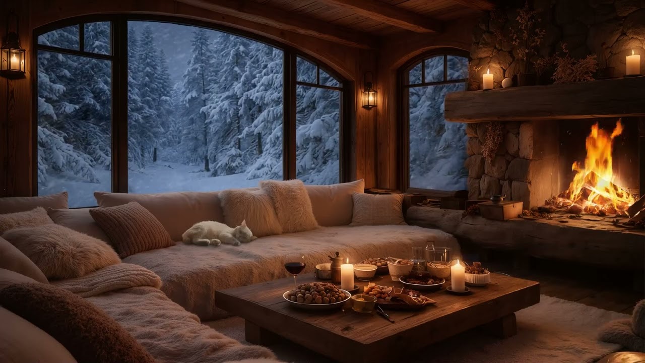 Relaxing Guitar Music - Soft Acoustic Tunes for Cozy Nights & Deep Sleep with Fireplace