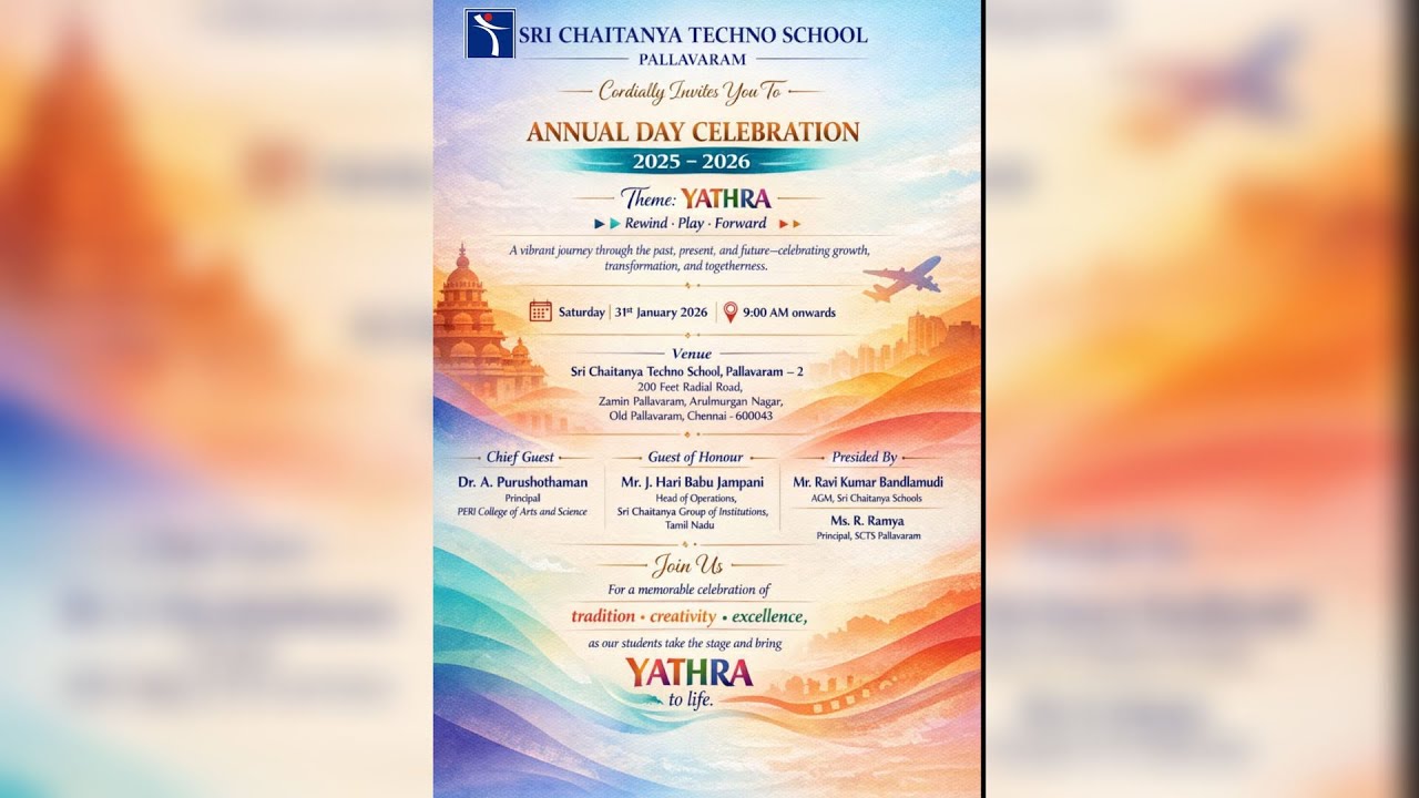 YATHRA - Rewind Play Forward ▸▸| Sri Chaitanya Techno School Pallavaram |Annual day Celebration 2025