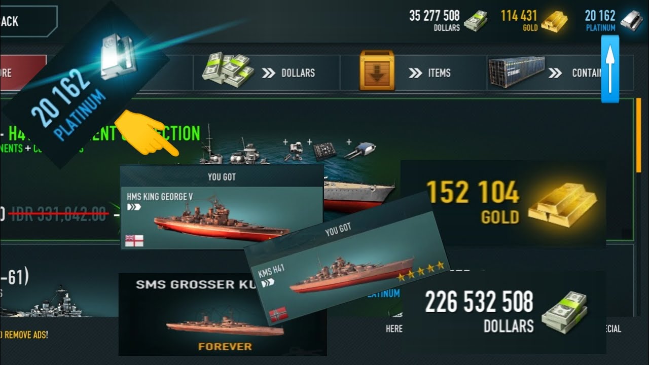 Battle Of Warships | PART 2.open containers with 20K platinum.wellcome H41,king george & Grosser.