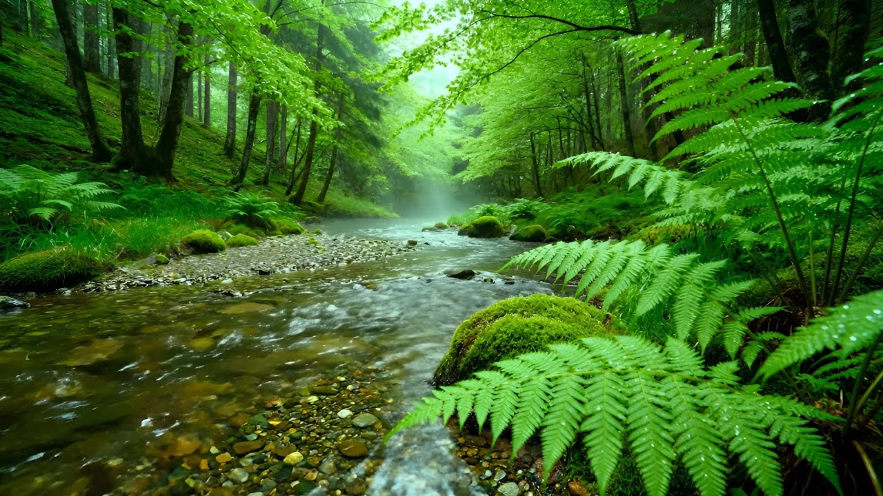 Forest Ambience Birds Singing Beautiful Stream Sounds for Peaceful Sleep, Rest,Focus Study, Medicine