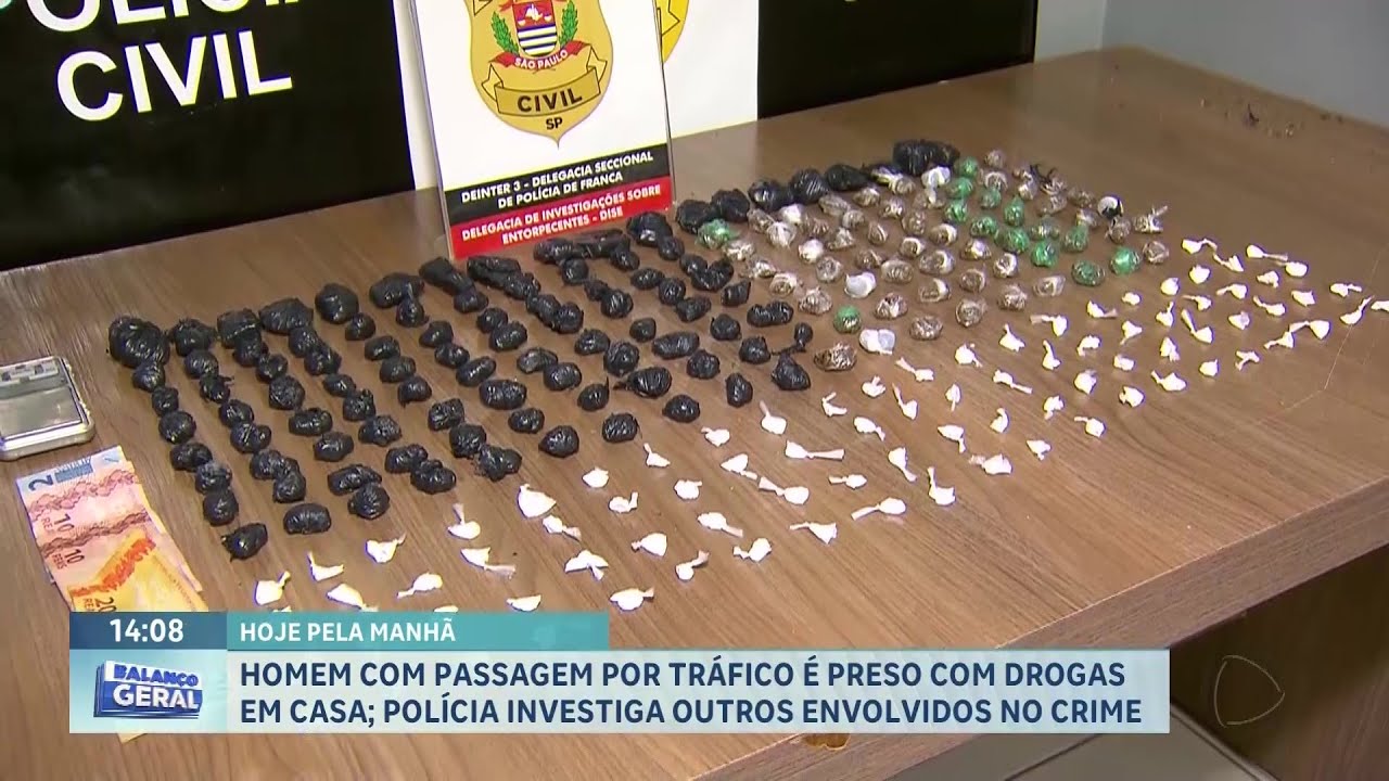 Homem com passagem por tráfico é preso pela Polícia com drogas em casa, em Franca