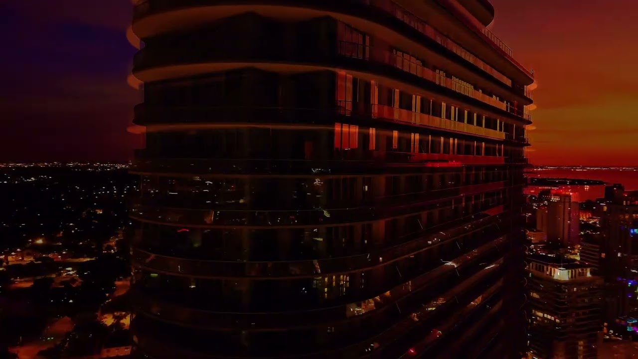 Residence at 400 Central St. Petersburg By Drone. Night and Sunrise.