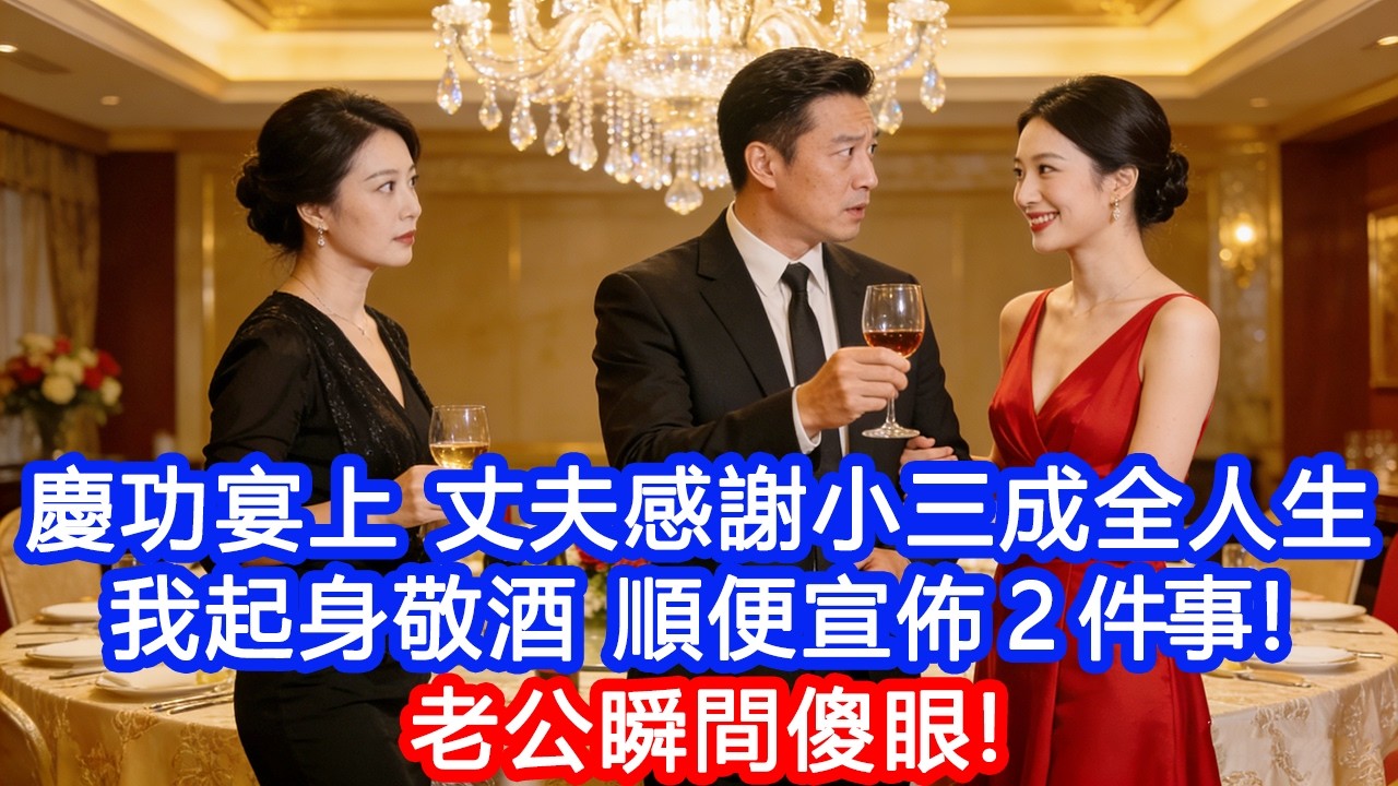 【情感故事】丈夫在慶功宴上感謝小三成全人生，我起身敬酒，順便宣佈2件事！老公瞬間傻眼！#故事 #人生哲理 #婚姻 #出軌 #爽文