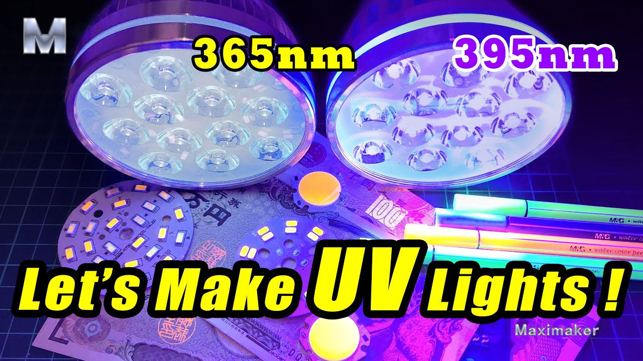 Making 365nm & 395nm LED UV lamps. curing, Anti-counterfeiting, Banknote authentication, Fluorescent