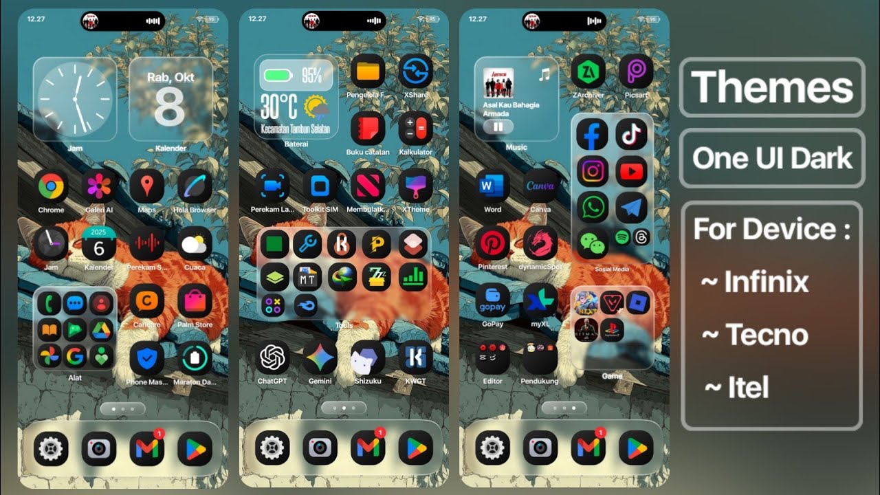 TEMA One Ui Dark, FOR INFINIX/TECNO/ITEL, TERBARU 2025 !!!