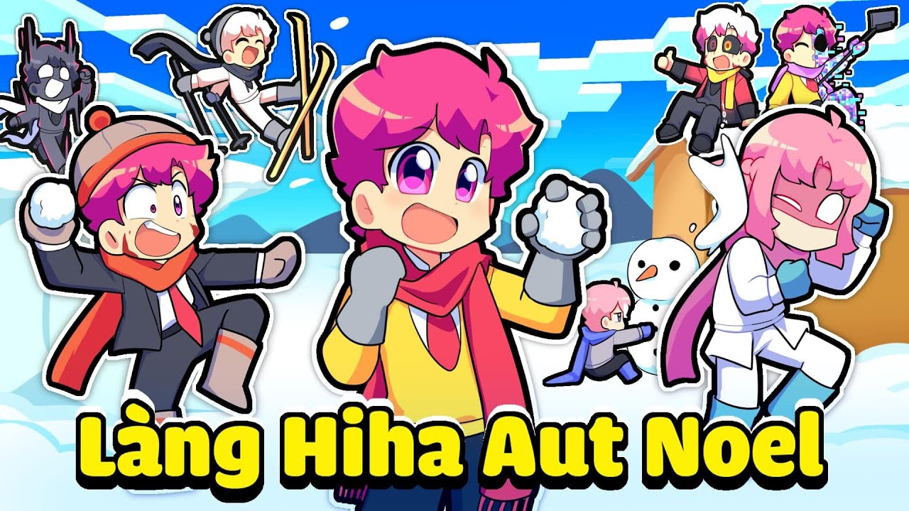 HIHA THỬ THÁCH 24H XÂY LÀNG HIHA AUT NOEL TRONG MINECRAFT * LÀNG HIHA AUT NOEL 🤩😂